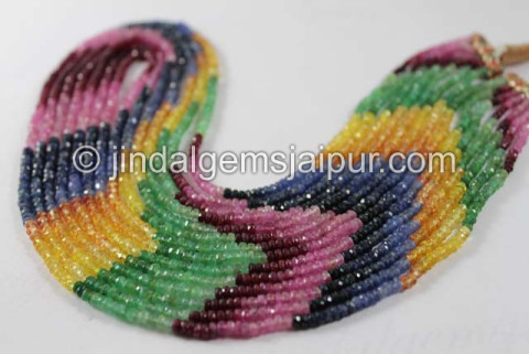 Multi Precious Faceted Roundelle Beads